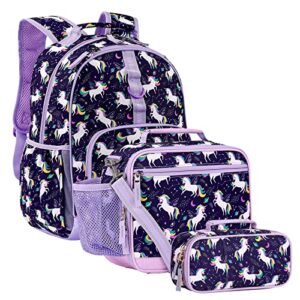 choco mocha 17inch unicorn backpack + lunch bag+ pencil bag