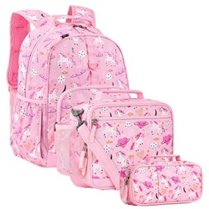 choco mocha 15inch unicorn backpack + lunch bag+ pencil bag
