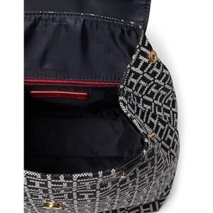 Tommy Hilfiger Maxine II Flap Backpack w/Hangoff Square Monogram Jacquard Black/White One Size