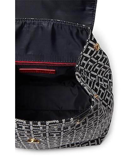 Tommy Hilfiger Maxine II Flap Backpack w/Hangoff Square Monogram Jacquard Black/White One Size