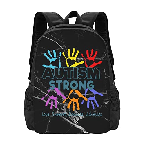 LUJON-Autism-Awareness-Autism-Strong-Backpack, Lightweight Backpack Classical Casual Daypack For Women Men