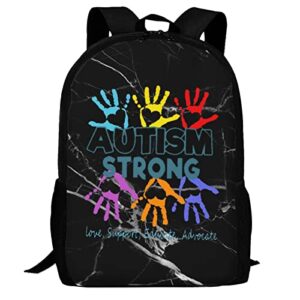 LUJON-Autism-Awareness-Autism-Strong-Backpack, Lightweight Backpack Classical Casual Daypack For Women Men