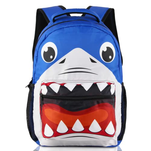 HJKLONE Shark Backpack for Boys Girls, Elementary Middle High School Bookbags for Kids Teen, Large Travel Laptop Back Packs for College Students Lightweight Durable School Bags, Blue