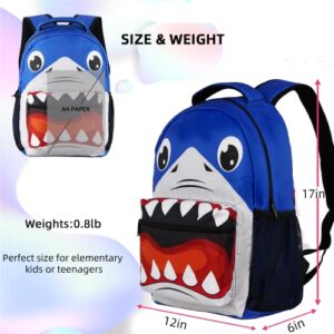 HJKLONE Shark Backpack for Boys Girls, Elementary Middle High School Bookbags for Kids Teen, Large Travel Laptop Back Packs for College Students Lightweight Durable School Bags, Blue