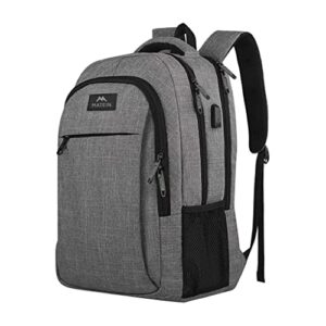 fr fashion co. water-resistant travel backpack | anti-theft pocket | 15.6" laptop compartment | padded straps | usb port grey