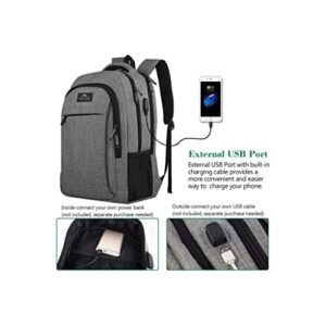 FR Fashion Co. Water-Resistant Travel Backpack | Anti-Theft Pocket | 15.6" Laptop Compartment | Padded Straps | USB Port Grey