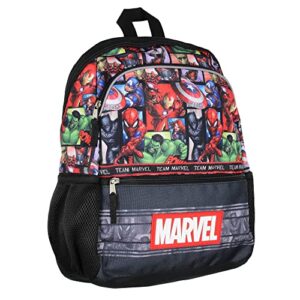 avengers spider-man iron man captain america hulk 16" book bag school travel backpack with water bottle pockets and adjustable back straps
