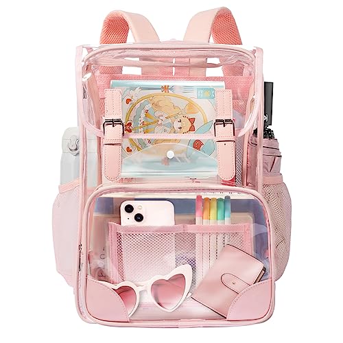 Jinyunco Clear Backpack Stadium Approved Travel Backpack For Women School Backpack For Girls,Clear Backpack For Kids/Adults