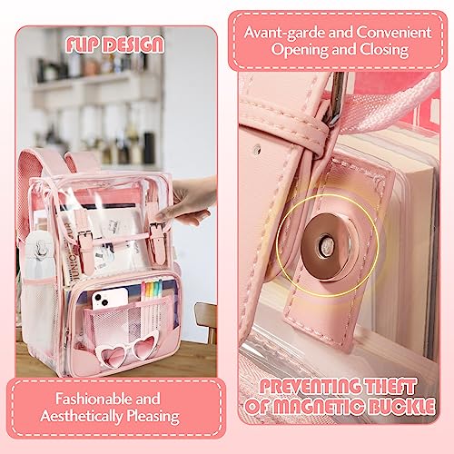 Jinyunco Clear Backpack Stadium Approved Travel Backpack For Women School Backpack For Girls,Clear Backpack For Kids/Adults