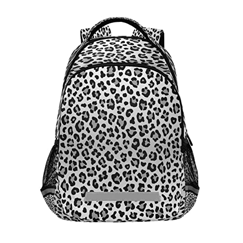 Kcldeci Backpack for Girls-Boys Animal Leopard Gray Colors Middle-School Elementary Bookbags School Book Bag Travel Bag