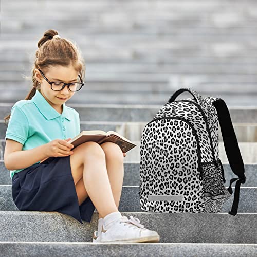 Kcldeci Backpack for Girls-Boys Animal Leopard Gray Colors Middle-School Elementary Bookbags School Book Bag Travel Bag