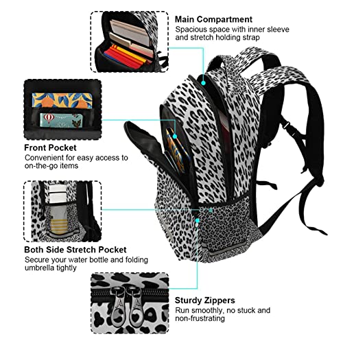 Kcldeci Backpack for Girls-Boys Animal Leopard Gray Colors Middle-School Elementary Bookbags School Book Bag Travel Bag