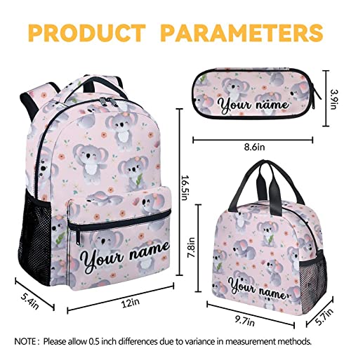 CUNEXTTIME Custom Koala Backpack with Lunch Box And Pencil Case, Set of 3 Cute Bookbag for Girls Boys, Lightweight Large Capacity School Bag