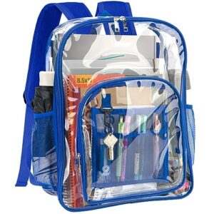 baleine clear backpack for girls, clear backpacks for school, heave duty pvc clear bags clear bookbag (blue)