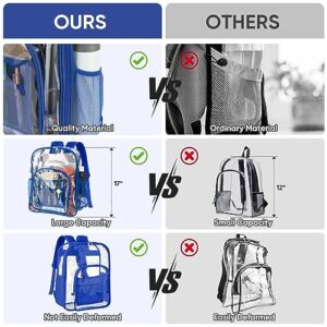 BALEINE Clear Backpack for Girls, Clear Backpacks for School, Heave Duty PVC Clear Bags Clear bookbag (Blue)