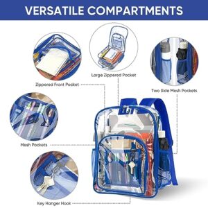 BALEINE Clear Backpack for Girls, Clear Backpacks for School, Heave Duty PVC Clear Bags Clear bookbag (Blue)