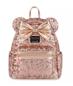 loungefly disney parks minnie mouse sequin mini backpack – rose gold