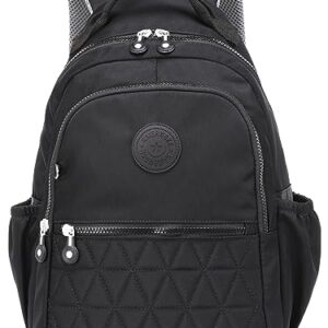 KAIERWOKE Small Nylon Backpack Casual Daypack Backpacks for Women (BLACK)