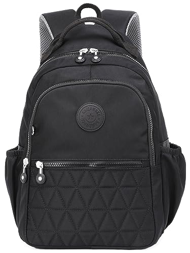 KAIERWOKE Small Nylon Backpack Casual Daypack Backpacks for Women (BLACK)