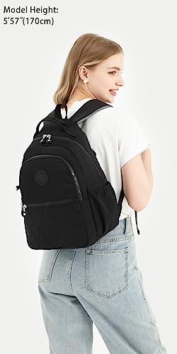 KAIERWOKE Small Nylon Backpack Casual Daypack Backpacks for Women (BLACK)