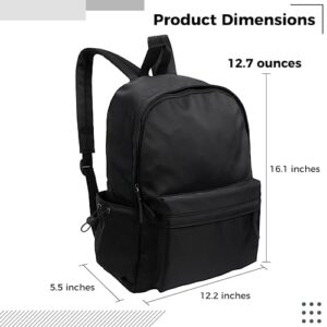 joyibay Backpack for Adults, Black Lightweight Bag for Daily Essentials, Waterproof Casual Backpack for Adults