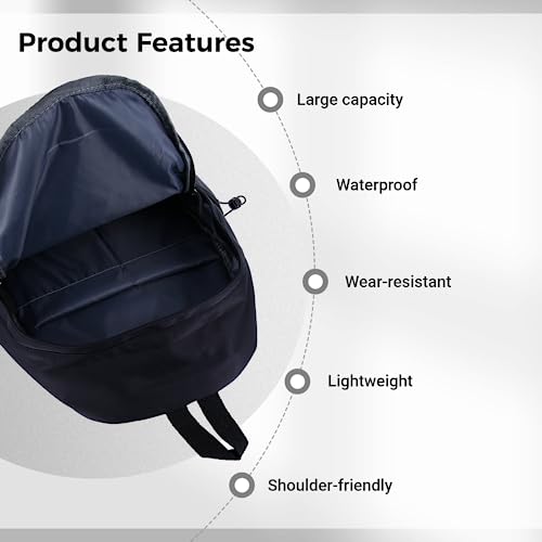 joyibay Backpack for Adults, Black Lightweight Bag for Daily Essentials, Waterproof Casual Backpack for Adults