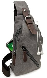 convident unisex canvas sling bag - small crossbody bag backpack shoulder casual daypack for men/women (gray)