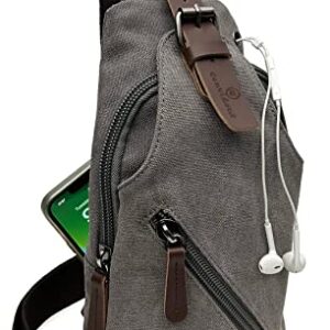 CONVIDENT Unisex Canvas Sling Bag - Small Crossbody Bag Backpack Shoulder Casual Daypack for Men/Women (Gray)