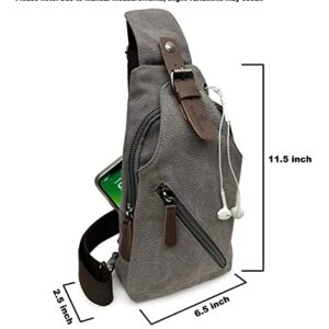 CONVIDENT Unisex Canvas Sling Bag - Small Crossbody Bag Backpack Shoulder Casual Daypack for Men/Women (Gray)