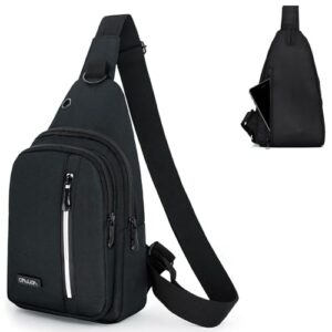 aisijimo sling bag for men,compact 6l small crossbody nylon bag anti-theft pockets,reflective tape,casual daypacks,black-903