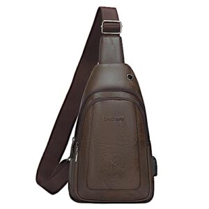 leathario leather sling bag small for men women crossbody shoulder chest backpack daypack for work casual travel