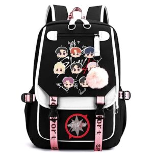 kpop backpack for fans with audio cable usb charging port laptop bag merchandise for girls fans gifts-1