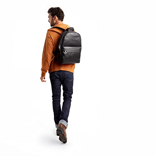 KNOMO Albion Leather Backpack 16" Laptop Computer Shoulder Bag for Business, Work & Travel,Black