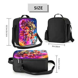 FNASFIA Super Cute Bros Backpack Pencil Case Lunch Bag 3 Piece Set Cartoon Backpack Boys And Girls' Backpack 3D Backpack