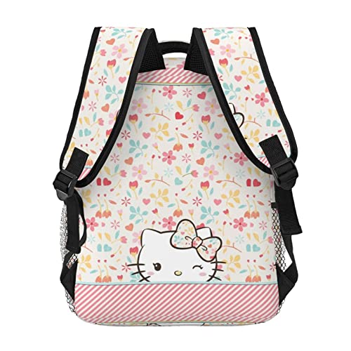 DIEZ Hello Cat Kitty Backpack 3d Print Anime Character Wink Backpack Lightweight Casual Travel Laptop Backpack For Women Anime Kitty Fans Gift