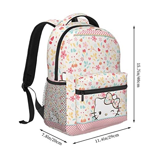 DIEZ Hello Cat Kitty Backpack 3d Print Anime Character Wink Backpack Lightweight Casual Travel Laptop Backpack For Women Anime Kitty Fans Gift