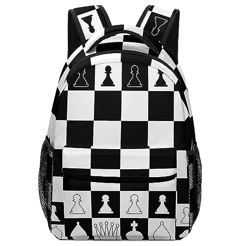 MEIKKO Chess Board Backpack Casual Daypack with Chest Strap,Lightweight Computer Bags for Men Women Hiking Travel Work and Business 16 Inch