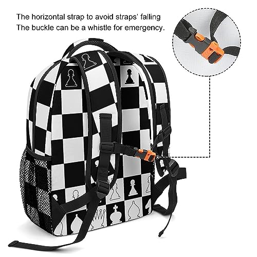 MEIKKO Chess Board Backpack Casual Daypack with Chest Strap,Lightweight Computer Bags for Men Women Hiking Travel Work and Business 16 Inch