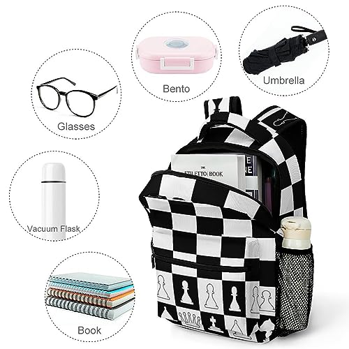 MEIKKO Chess Board Backpack Casual Daypack with Chest Strap,Lightweight Computer Bags for Men Women Hiking Travel Work and Business 16 Inch