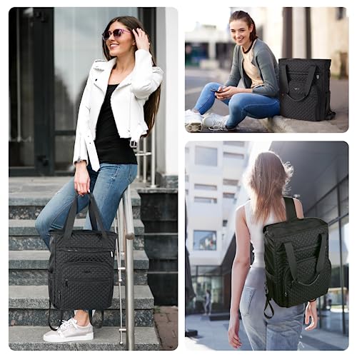 LAFARBE 17 Inch Laptop Backpack for Women Men Business Travel Work Tote Bag, Large Convertible Casual Daypack with USB Charging Port & RFID Pockets, Wide Open College Backpack, Black