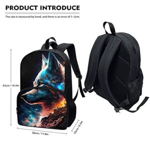 PORCLAY Galaxy Wolf Backpack for Middle School Boys Aesthetic Teen Bookbag Preschool Elementary Book Bag for Teens Lightweight School Supplies Bag