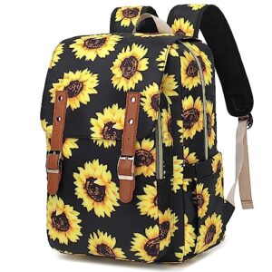 kouxunt sunflower laptop backpack for women girls, 15.6 inch college school backpacks travel casual daypack