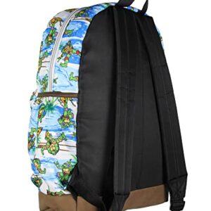 INTIMO Teenage Mutant Ninja Turtles TMNT Pizza Fun School Travel Backpack With Faux Leather Bottom