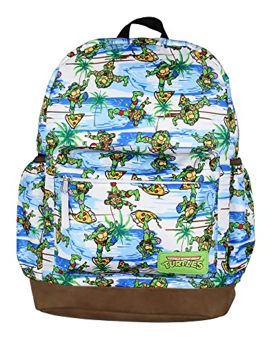 INTIMO Teenage Mutant Ninja Turtles TMNT Pizza Fun School Travel Backpack With Faux Leather Bottom