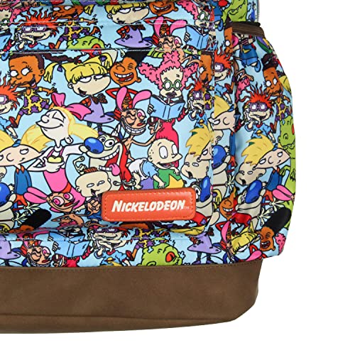 INTIMO Nickelodeon '90s Cartoon Rugrats Ren and Stimpy School Travel Backpack With Faux Leather Bottom