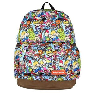 INTIMO Nickelodeon '90s Cartoon Rugrats Ren and Stimpy School Travel Backpack With Faux Leather Bottom