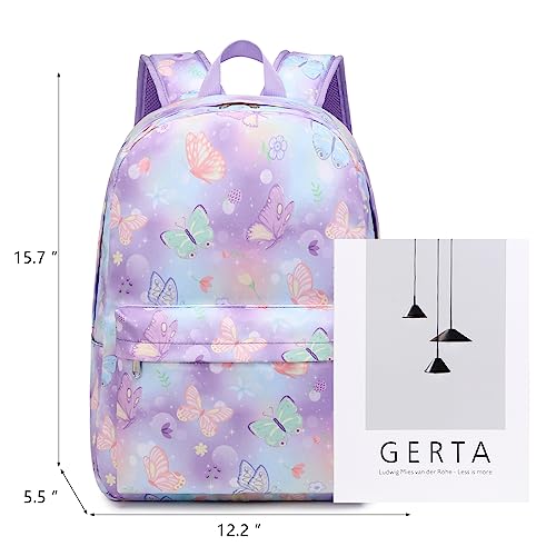 YCBB Kids Backpacks for Girls Butterfly School Bookbags Set with Lunch Tote Bag Lightweight Preschool Kindergarten Elementary School Backpacks