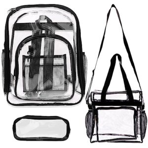 adatos clear backpack, lunch box and pencil pouch for school, transparent backpack, clear lunch bag, clear pencil case