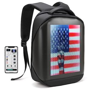 raoaoqoon led backpack with app control， upgrade fhd color screen programmable 17 inch laptop backpack, waterproof led bag, travel backpack, motorcycle backpack,gifts