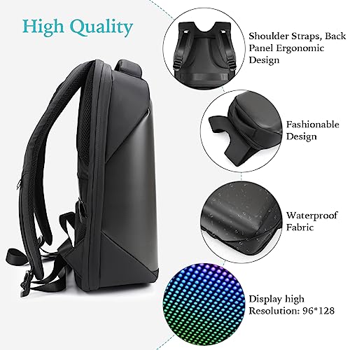 Raoaoqoon Led Backpack With App Control， Upgrade FHD Color Screen Programmable 17 Inch Laptop Backpack, Waterproof led bag, Travel Backpack, Motorcycle Backpack,Gifts